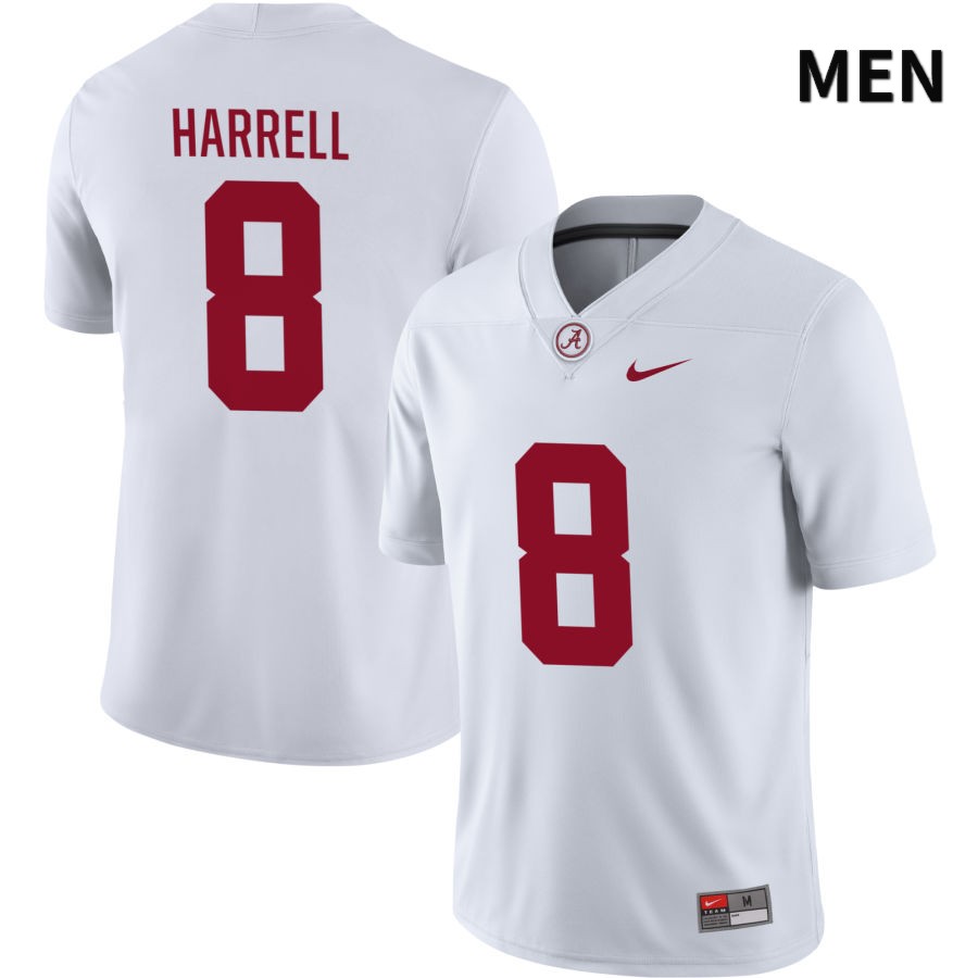 Alabama Crimson Tide Men's Tyler Harrell #8 NIL White 2022 NCAA Authentic Stitched College Football Jersey BR16Q72TG